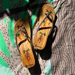 🌴 Adorable Y2K Wooden Flip Flops 🌴